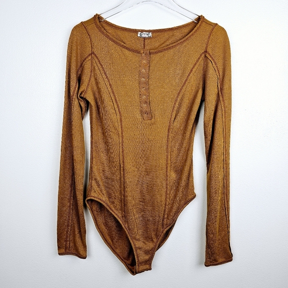 Free People Tops - Intimately Free People Mustard Yellow Knit Bodysuit